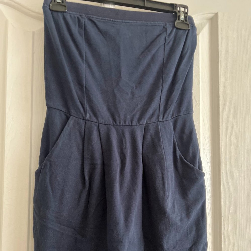 CHARLOTTE RUSSE STRAPLESS JERSEY COTTON NAVY BLUE DRESS Size Small
